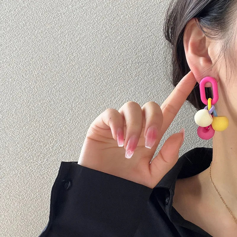 Acrylic Colorful Ball Earrings Sweet Candy Contrast Stud Earrings