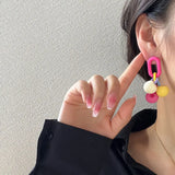 Acrylic Colorful Ball Earrings Sweet Candy Contrast Stud Earrings