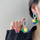 Acrylic Colorful Ball Earrings Sweet Candy Contrast Stud Earrings