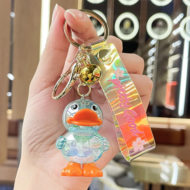 Acrylic Crystal Duck Key Chain Bag Pendant Baby Small Gift Anime Collection