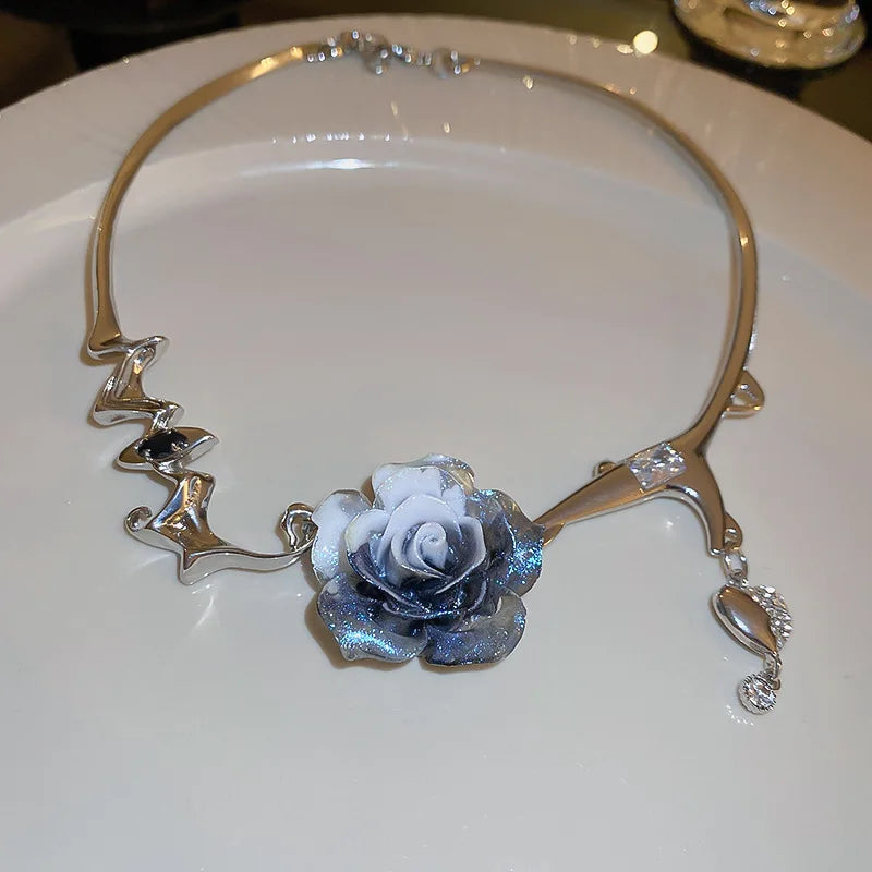 Crystal Flower Necklace Collarbone Chain Fashion Jewelry