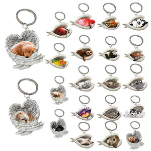 Acrylic Sleeping Dog Angel Pendant Keychain Cartoon Animal Hanging Ornament