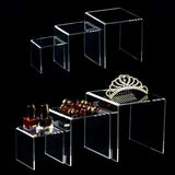 Acrylic Display Risers 3 Size Steps Clear Showcase Display Shelf