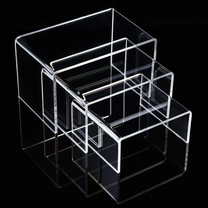 Acrylic Display Risers 3 Size Steps Anti-Corrosion Clear Showcase Shelf