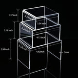 Acrylic Display Risers 3 Size Steps Anti-Corrosion Clear Showcase Shelf