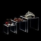 Acrylic Display Risers 3 Size Steps Clear Showcase Display Shelf
