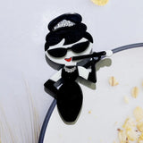Acrylic Famous Actor Figure Brooches Smoking Cigarette Holder Lady Party Pin