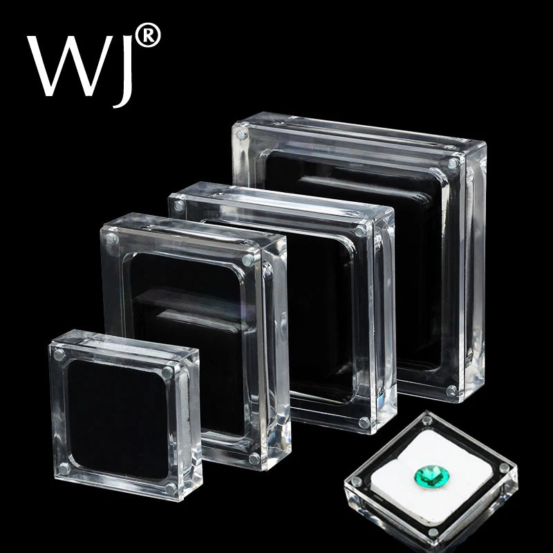 Acrylic Glass Top Gem Box & Showcase Gemstone Casket Display Stand Holder