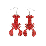 Acrylic Glitter Crawfish Earrings - NOLA Mardi Gras Gift