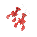 Acrylic Glitter Crawfish Earrings - NOLA Mardi Gras Gift