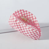 Acrylic Hair Claw Clips Vintage Mosaic Plaid Checkered Geometric Large Clamps