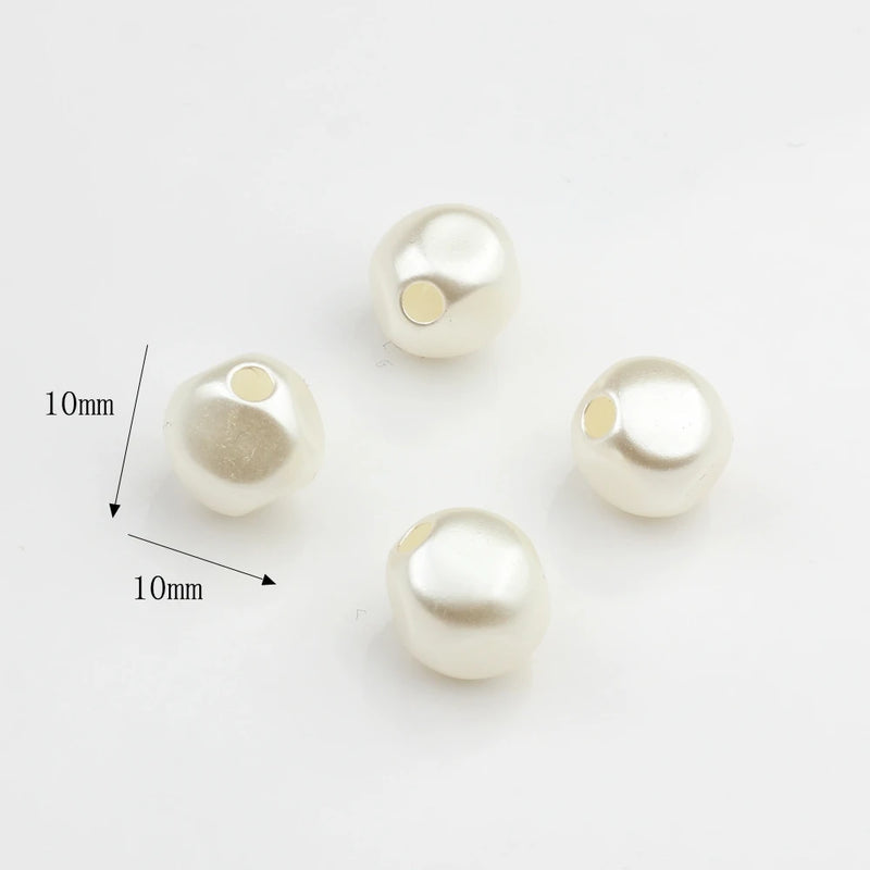 Acrylic Pearls Side Hole Button Balls Loose Beads Spacer Charms