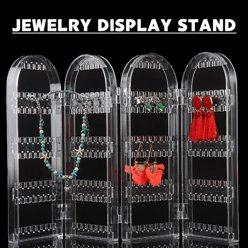 Acrylic Jewelry Display Shelf Folding Screen Earring Bracelet Storage