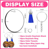 40Pcs Clear Circle Acrylic Keychain Blanks with Tassels for Craft Ornament