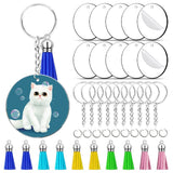 40Pcs Clear Circle Acrylic Keychain Blanks with Tassels for Craft Ornament