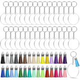 Acrylic Keychain Blanks Kit, 120Pcs Ornament Blanks, Tassels, Rings