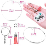 Acrylic Keychain Blanks Round Discs with Tassel Rings 48/90Pcs