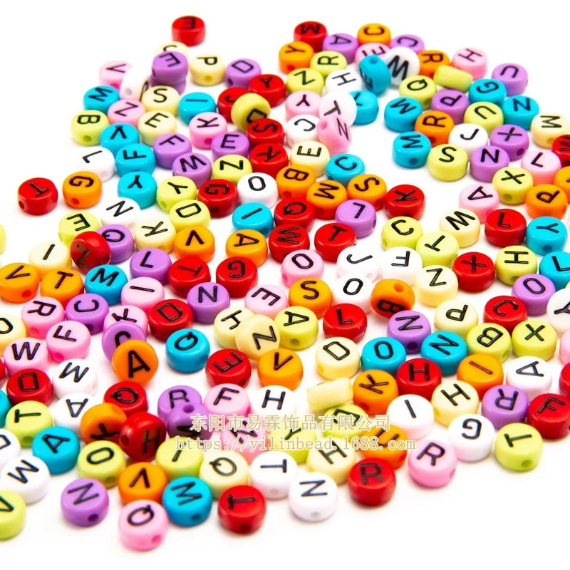 Acrylic Letter Beads 3600pcs/Lot Pink Alphabet English Character Loose Beads
