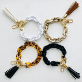 Acrylic Link Keychain Wristband Bracelet Fringe Jewelry