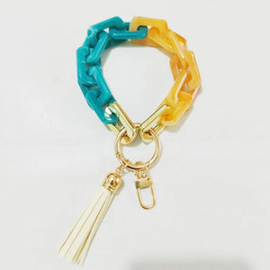 Acrylic Link Keychain Wristband Bracelet Fringe Jewelry