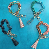 Acrylic Link Keychain Wristband Bracelet Fringe Jewelry