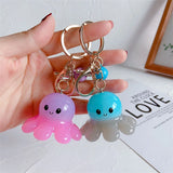 Acrylic Octopus Keychain Cartoon Toy Coin Purse Bag Key Charms Gift