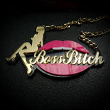 Acrylic Hip hop Boss Bitch Pendant Necklace