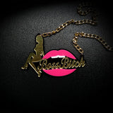 Acrylic Hip hop Boss Bitch Pendant Necklace