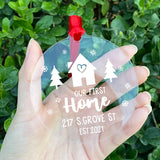 Personalized Acrylic Our First Home Address Xmas Ornament