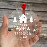 Personalized Acrylic Our First Home Address Xmas Ornament