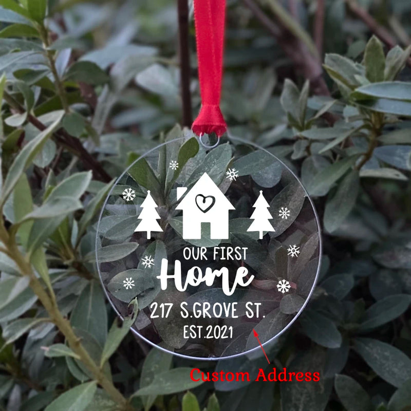 Personalized Acrylic Our First Home Address Xmas Ornament