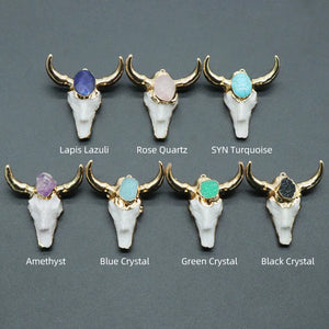 Acrylic Oxhead Pendant Charm Semi-Precious Rock DIY Jewelry