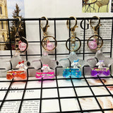 Acrylic Pentagram Dog Key Chain Quicksand Car Key Rings Bag Pendant Gift