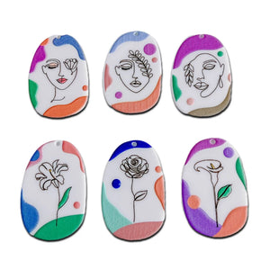 Acrylic Abstract Women Pendant Earring Set