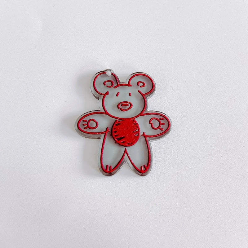 Acrylic Cartoon Charms Jewelry Making Supplies Diy Material 6pcs