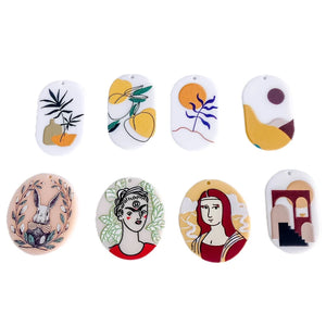 Acrylic Plant Flatback Earring Charms 8pcs