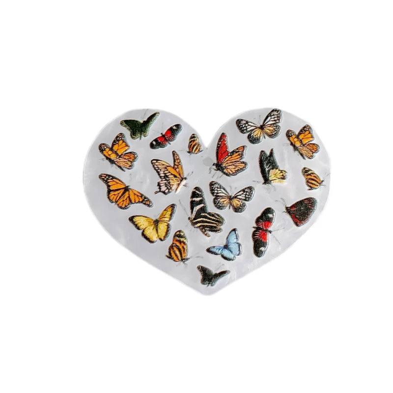 Acrylic Heart Butterfly Pendant Earring Charms 8pcs