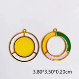 Acrylic Metal Circle Eardrop Pendant Charms 6pcs