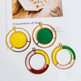 Acrylic Metal Circle Eardrop Pendant Charms 6pcs
