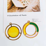 Acrylic Metal Circle Eardrop Pendant Charms 6pcs