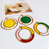 Acrylic Metal Circle Eardrop Pendant Charms 6pcs