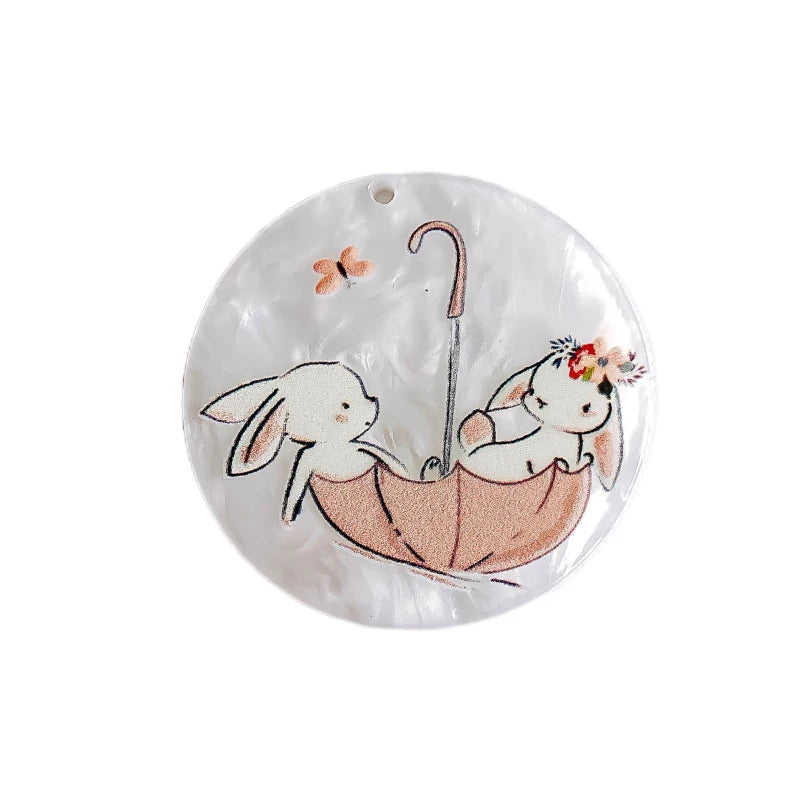 Acrylic Animal Flat Back Pendant Charms 8pcs