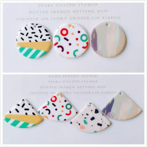 Acrylic Plastic Round Fan Eardrop Pendant Accessories Necklace Charms 8pcs