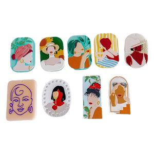 Acrylic Women Face Pendant Earring Necklace Charms Jewelry Making Supplies