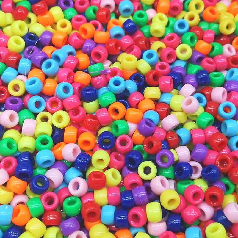Acrylic Pony Beads 6x9mm Large Hole DIY Loose Beads