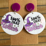 Halloween Theme Purple Disc Earrings for Lady
