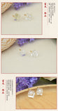 Acrylic Resin 3D Square Dried Flower Pearl Pendant Charms 10MM 10pcs