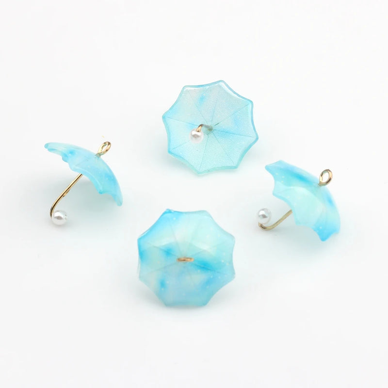 6pcs Acrylic Resin 3D Umbrella Charms for DIY Jewelry Making