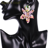 Colorful Resin Flower Drop Earrings Boho Dangle Jewelry