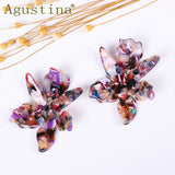 Colorful Resin Flower Drop Earrings Boho Dangle Jewelry